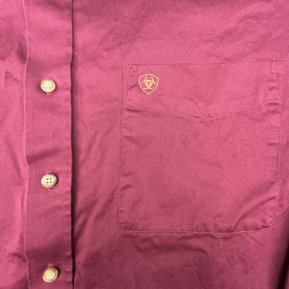 Ariat Burgundy Button Down Shirt 2XL Western Fit Long Sleeve Work Outdoors - Picture 6 of 7